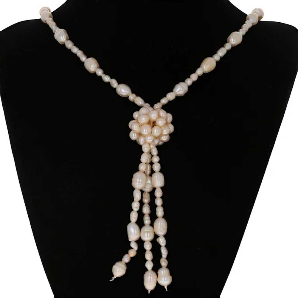 Cultured Baroque Pearl Necklace 25 1/2" Lariat St… - image 2