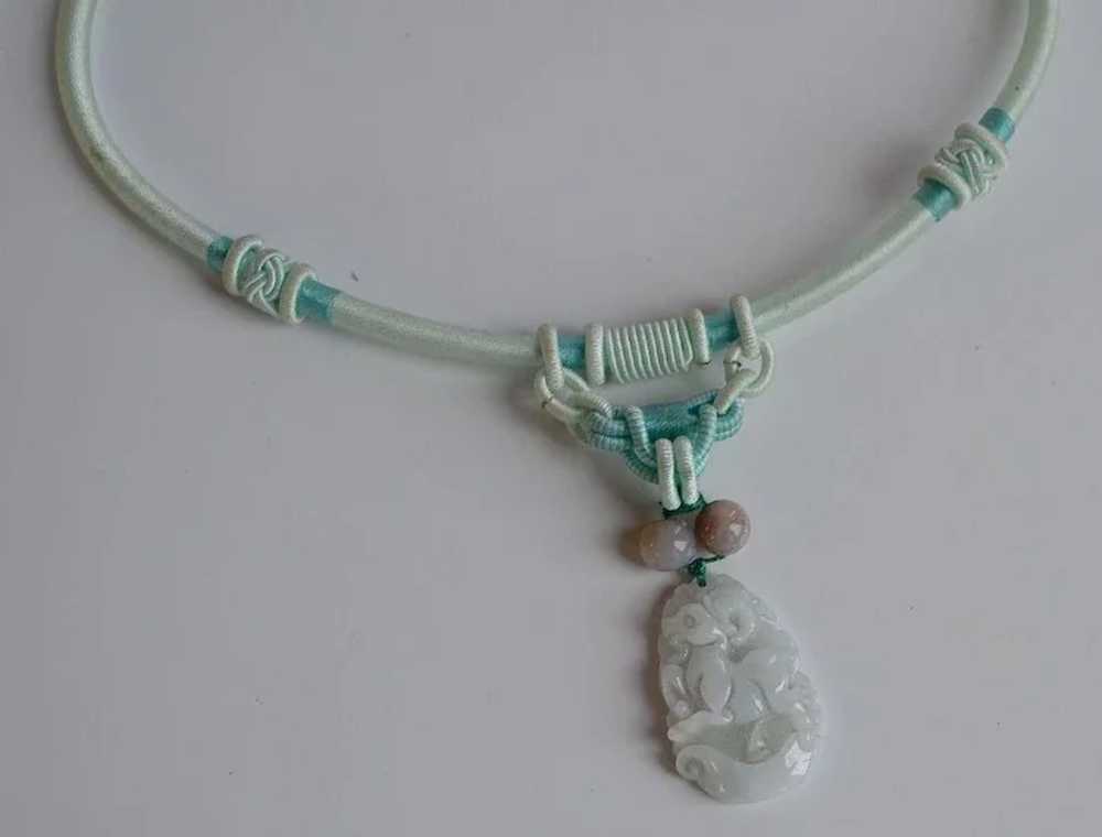 Chinese hand carved ox natural light blue Jade pe… - image 4
