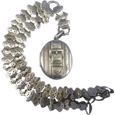 Victorian Locket and Collar, Silver (Sterling) - image 1