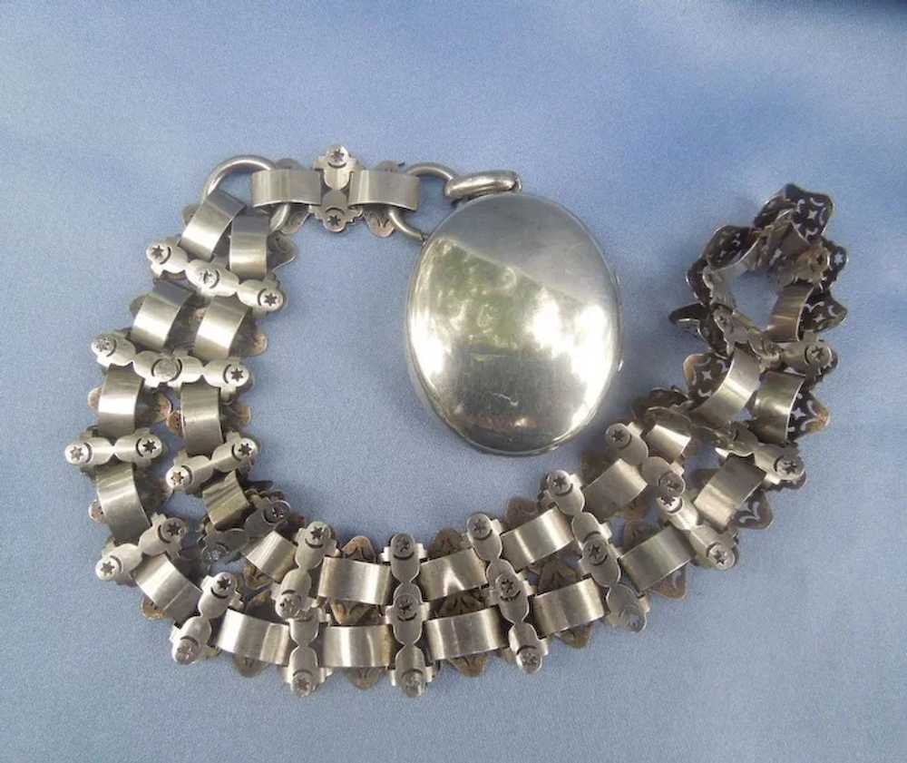 Victorian Locket and Collar, Silver (Sterling) - image 3