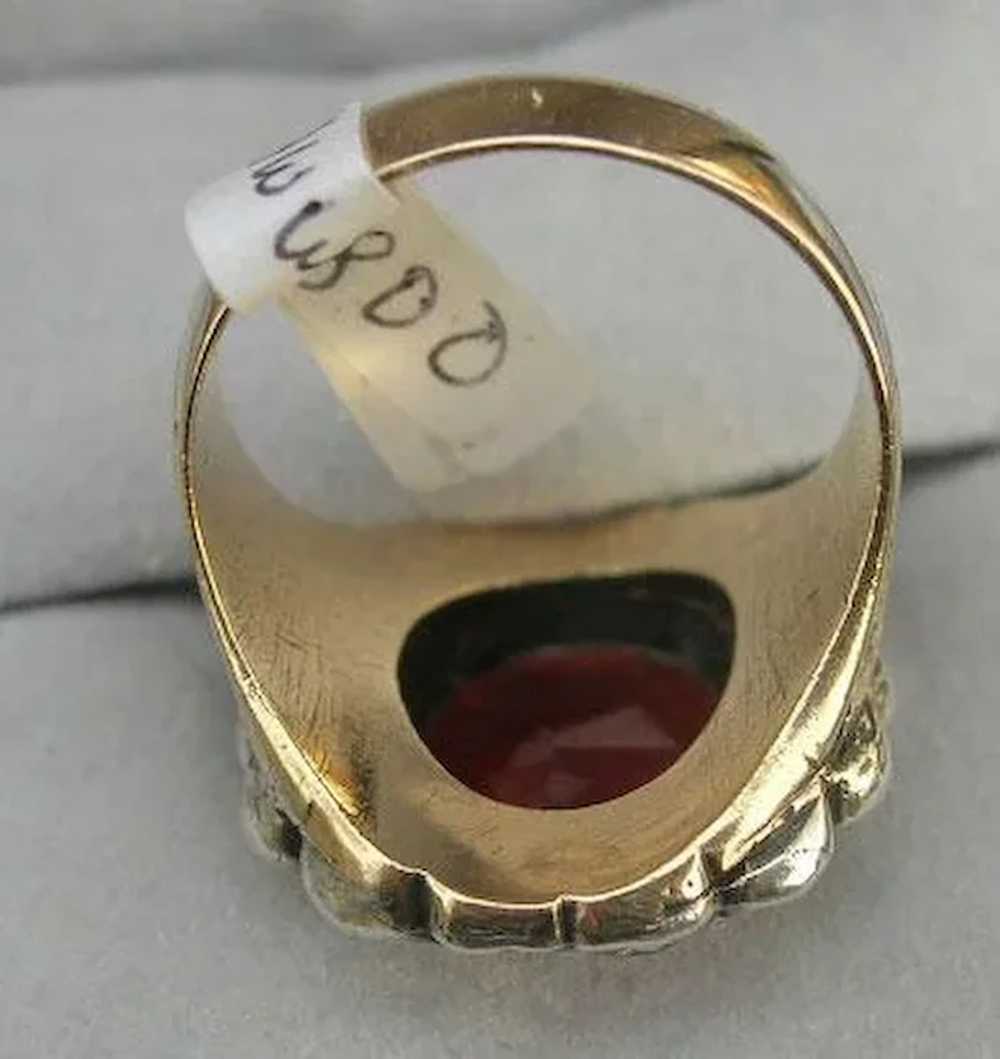 Garnet and Rose Cut Diamond Ring, Victorian - image 4