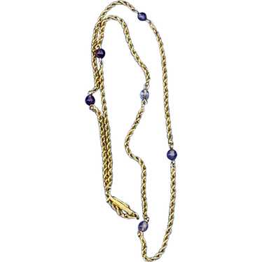14 ct chain, 17 1/4 inches,cabochon amethysts, Vic
