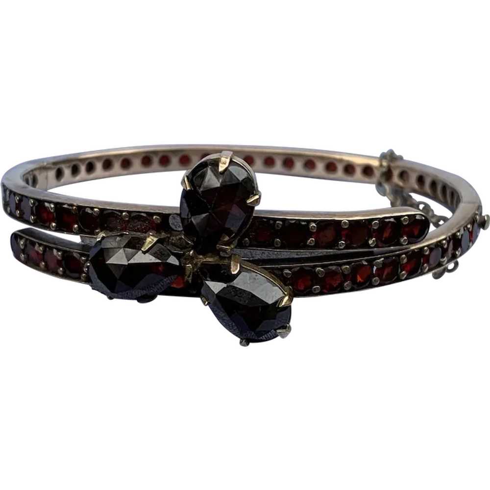 Bohemian Garnet Bangle Bracelet, Victorian - image 1