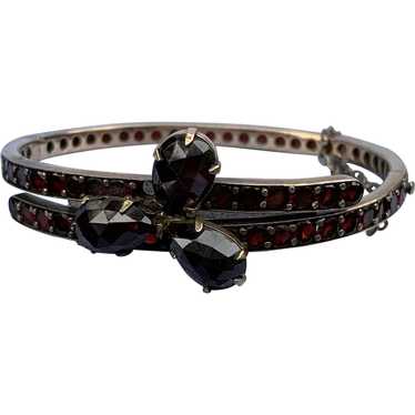 Bohemian Garnet Bangle Bracelet, Victorian - image 1