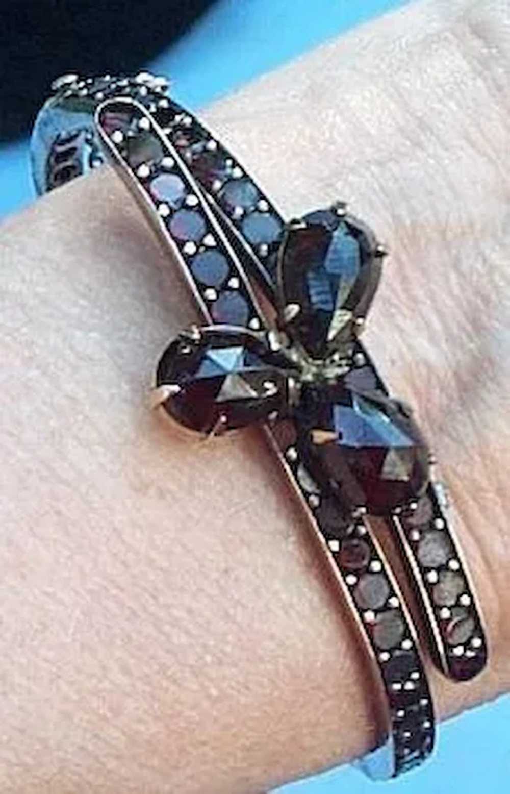 Bohemian Garnet Bangle Bracelet, Victorian - image 2