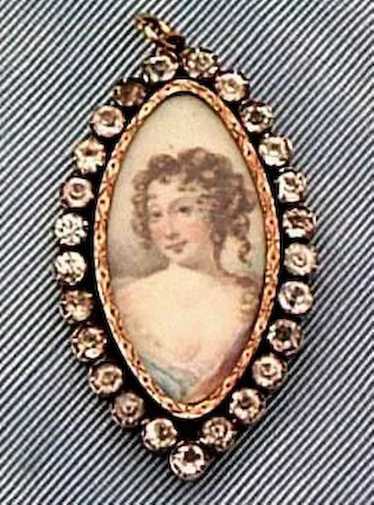 Pendant portrait of Lady, paste frame