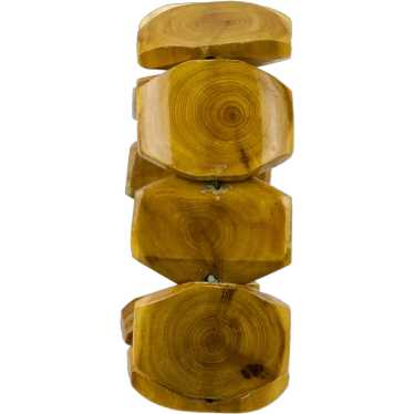 Beaded Wood Bracelet Adjustable Stretch Form Mode… - image 1