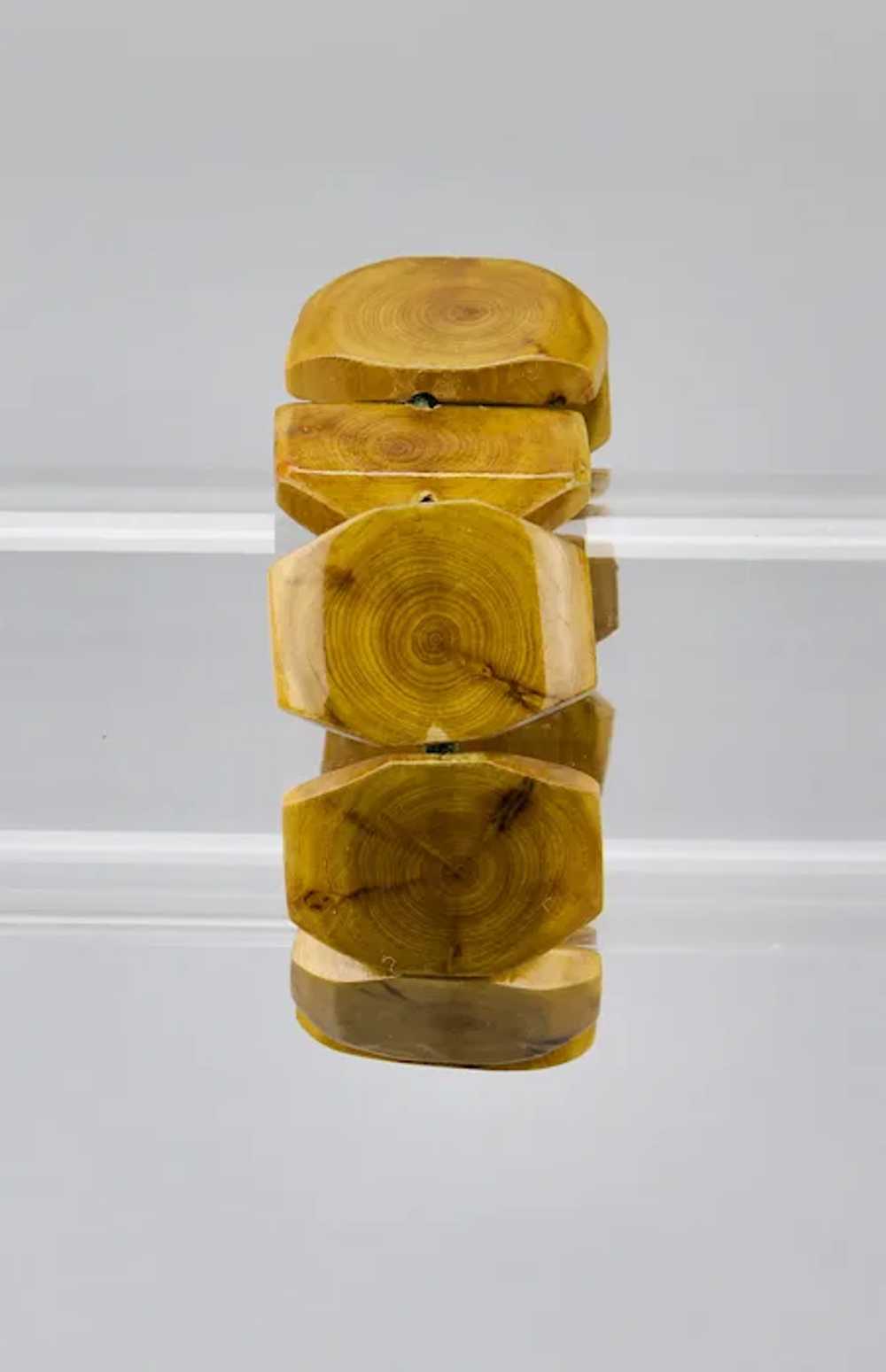 Beaded Wood Bracelet Adjustable Stretch Form Mode… - image 3