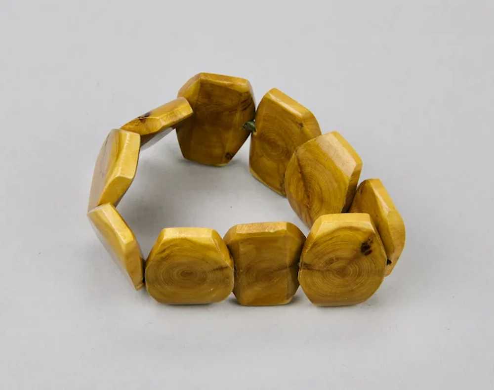 Beaded Wood Bracelet Adjustable Stretch Form Mode… - image 7