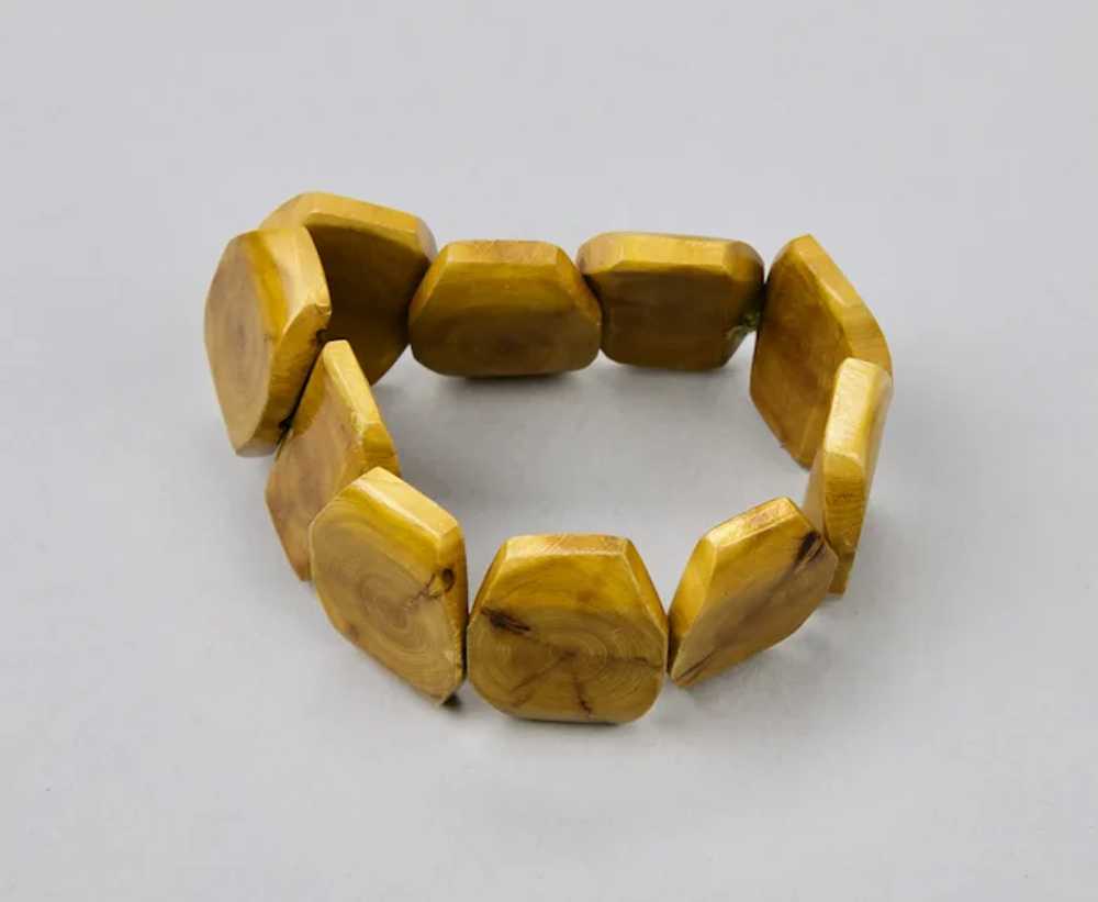 Beaded Wood Bracelet Adjustable Stretch Form Mode… - image 8