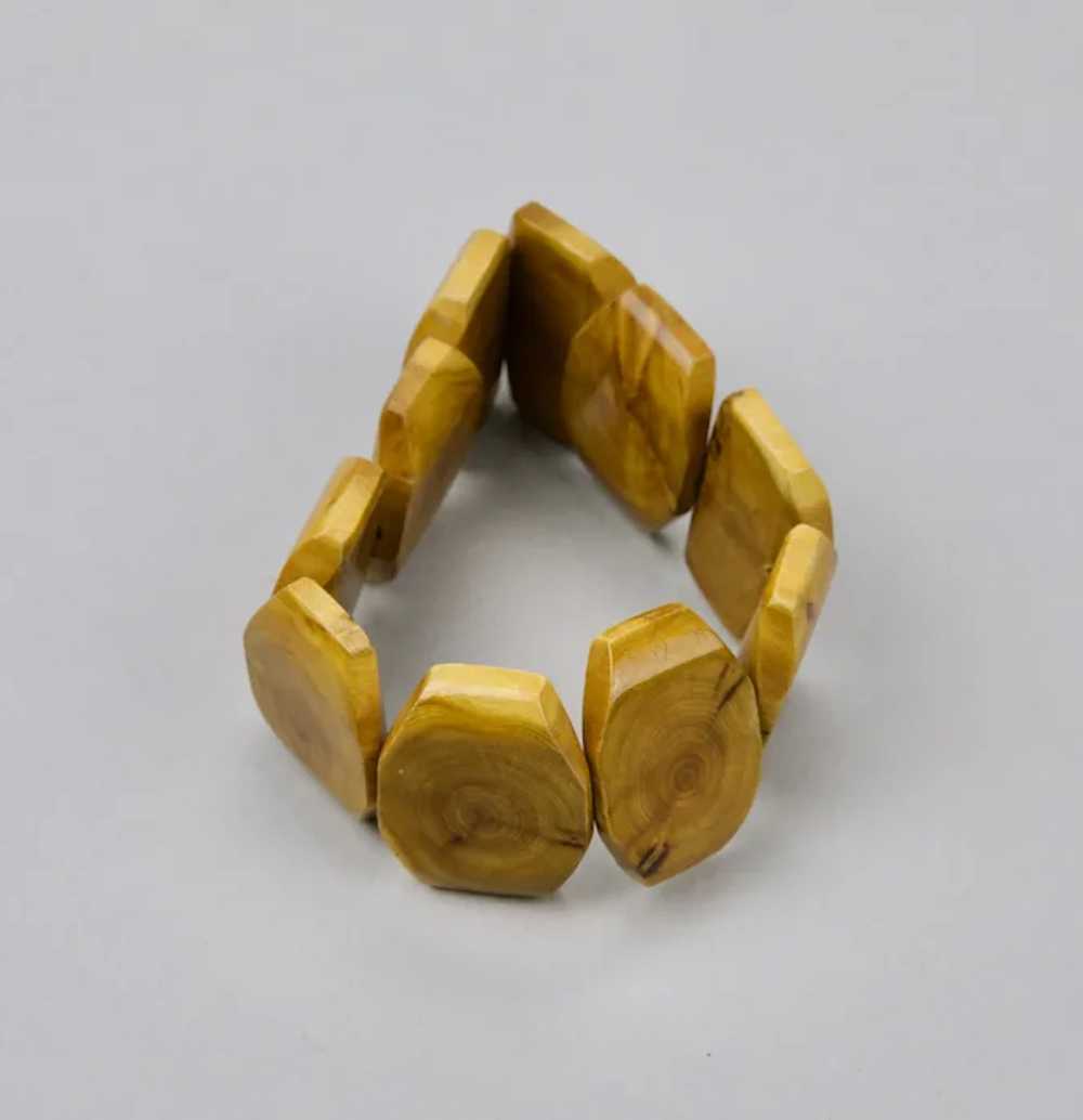 Beaded Wood Bracelet Adjustable Stretch Form Mode… - image 9