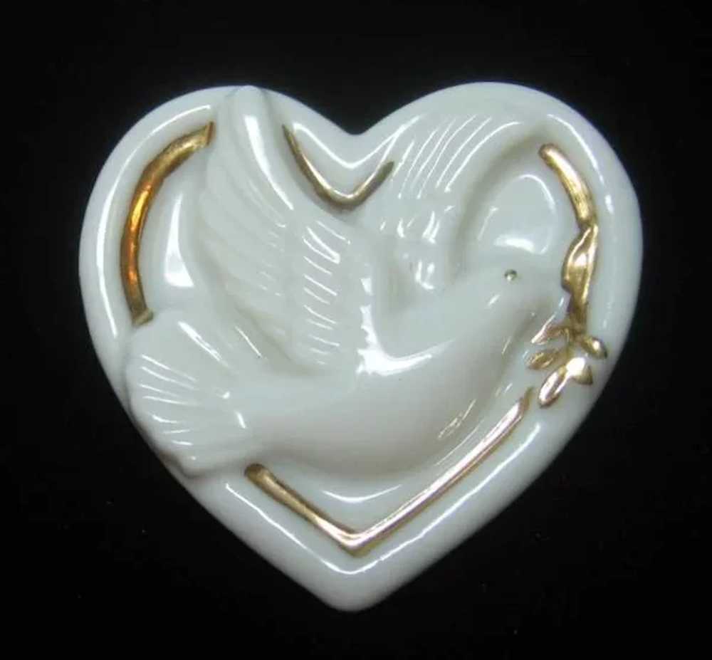 Lenox Porcelain Heart Pin with Dove - image 1