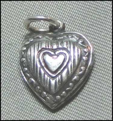 Petite Pinstriped Puffy Heart Charm