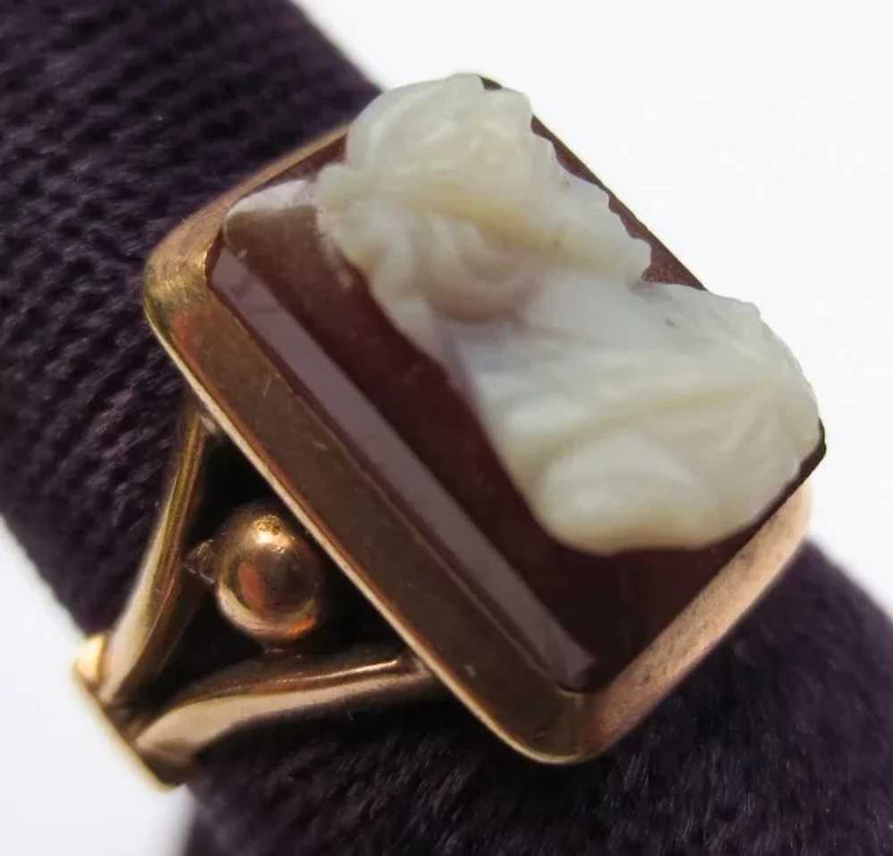 Antique 14k Gold Victorian Hardstone Cameo Ring - image 4