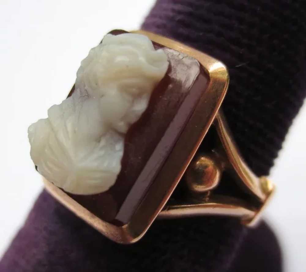 Antique 14k Gold Victorian Hardstone Cameo Ring - image 5