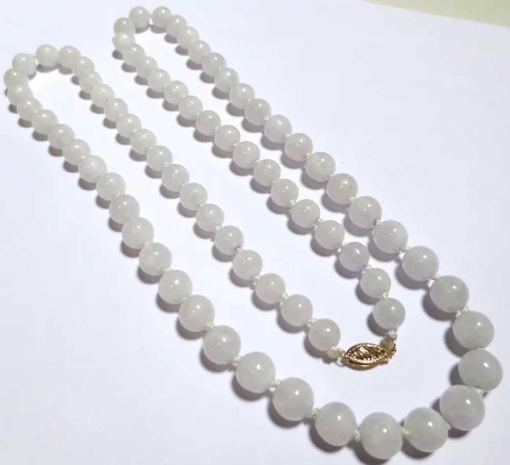 Vintage White Jade 14k Gold Beaded Necklace Strand - image 2