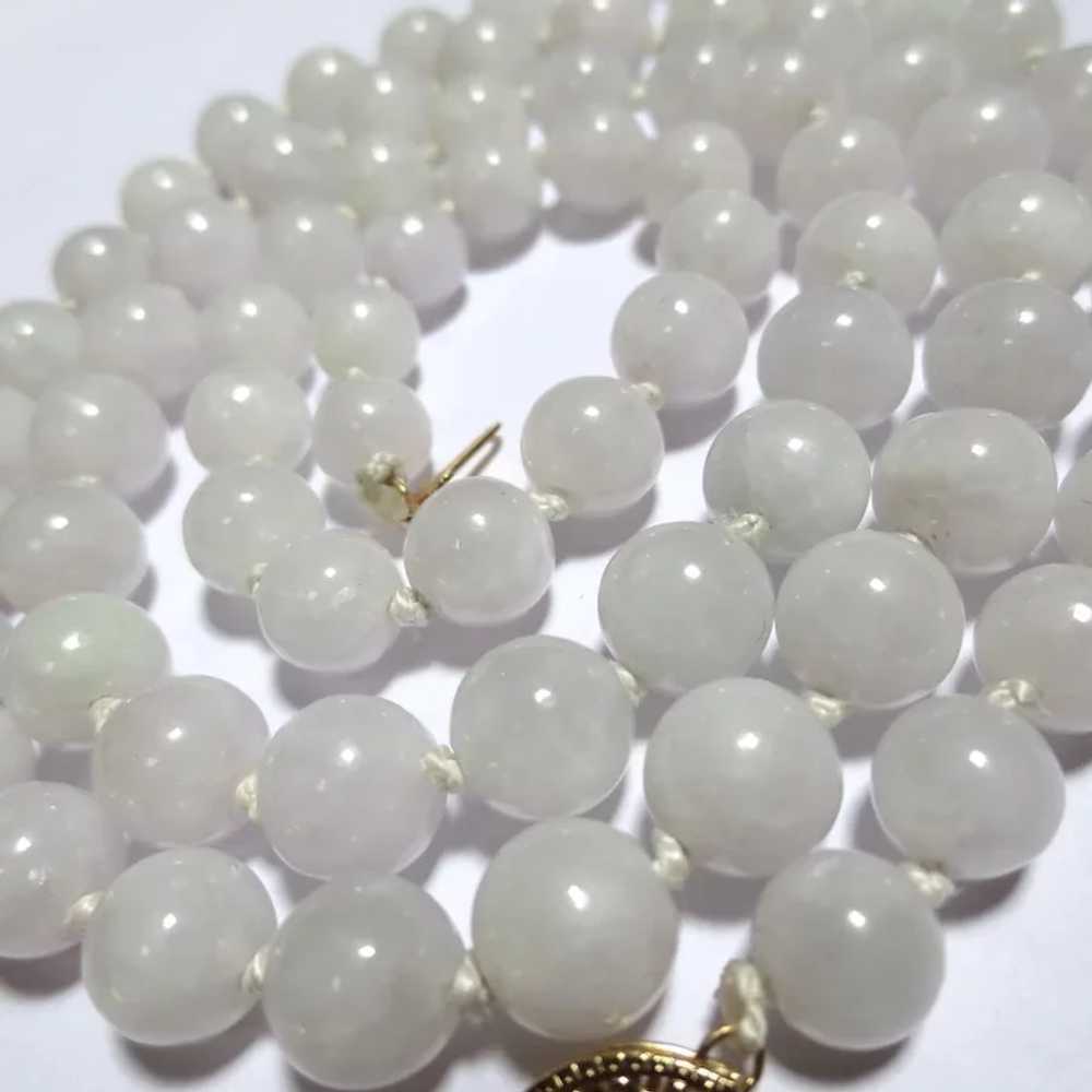 Vintage White Jade 14k Gold Beaded Necklace Strand - image 3