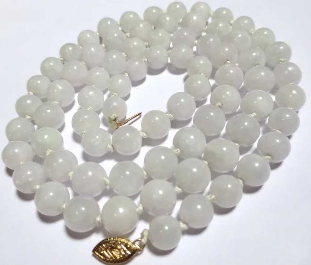 Vintage White Jade 14k Gold Beaded Necklace Strand - image 4