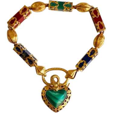 Remarkable Rare Antique Gold Padlock Bracelet Circ