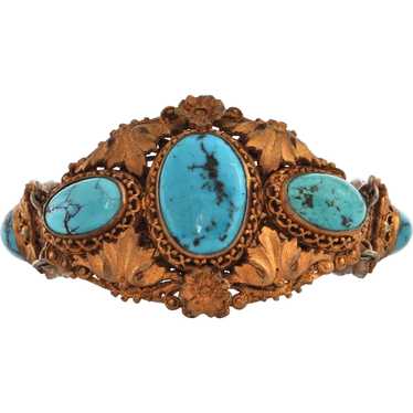Antique French Vermeil Turquoise Bracelet C. Late… - image 1