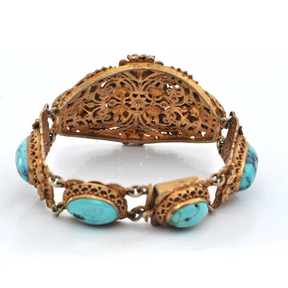 Antique French Vermeil Turquoise Bracelet C. Late… - image 3