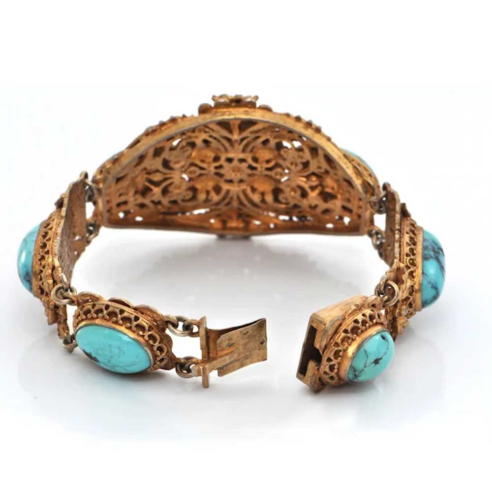 Antique French Vermeil Turquoise Bracelet C. Late… - image 4