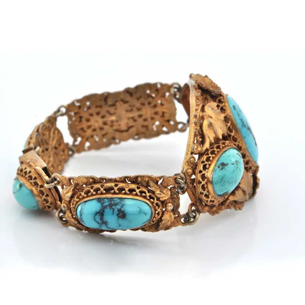 Antique French Vermeil Turquoise Bracelet C. Late… - image 5