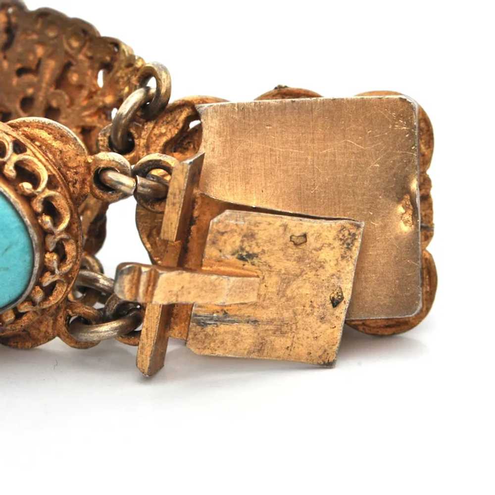Antique French Vermeil Turquoise Bracelet C. Late… - image 6
