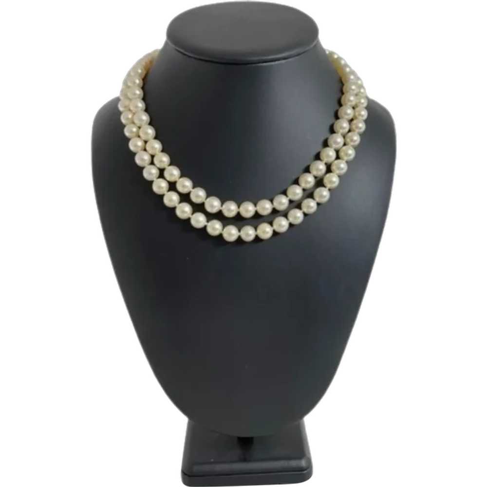 Vintage Double Strand Cultured Pearl Necklace wit… - image 1
