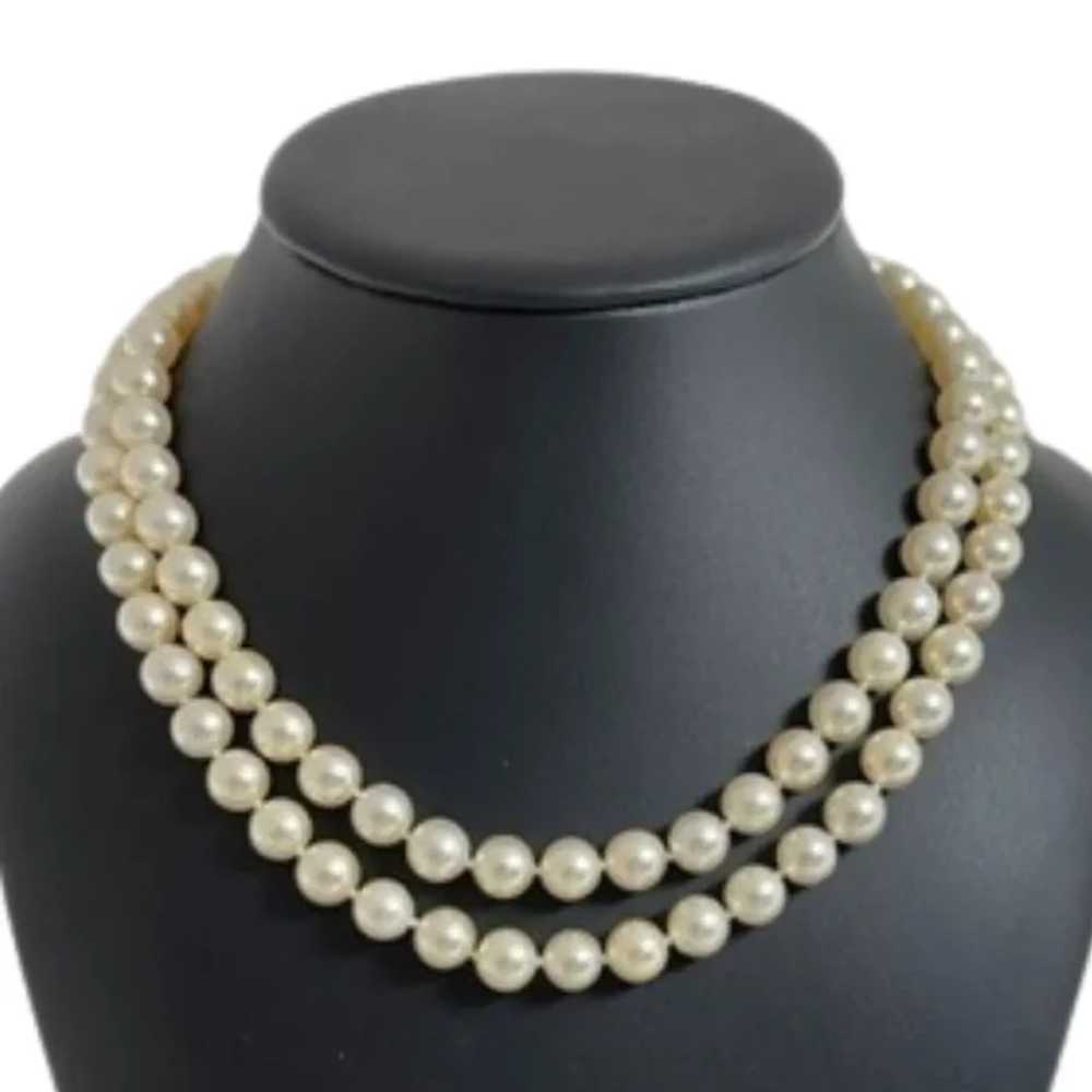 Vintage Double Strand Cultured Pearl Necklace wit… - image 2