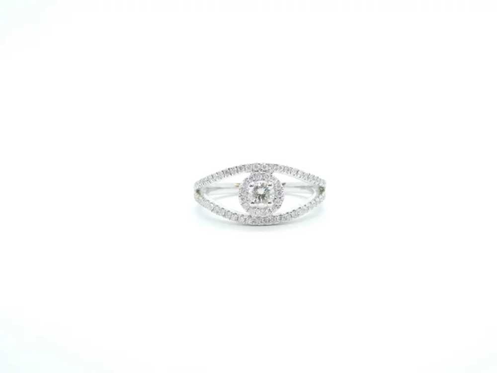 .50 ctw Diamond Halo Split Shank Ring 14k White G… - image 2