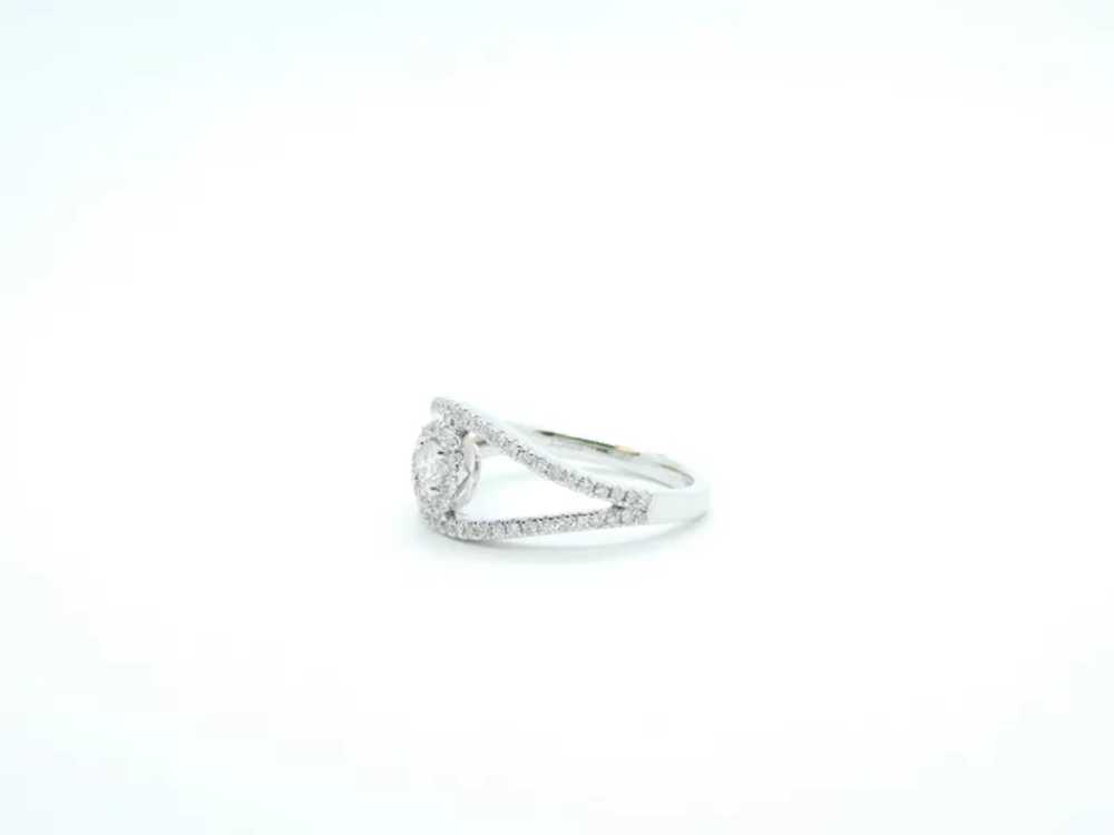.50 ctw Diamond Halo Split Shank Ring 14k White G… - image 4