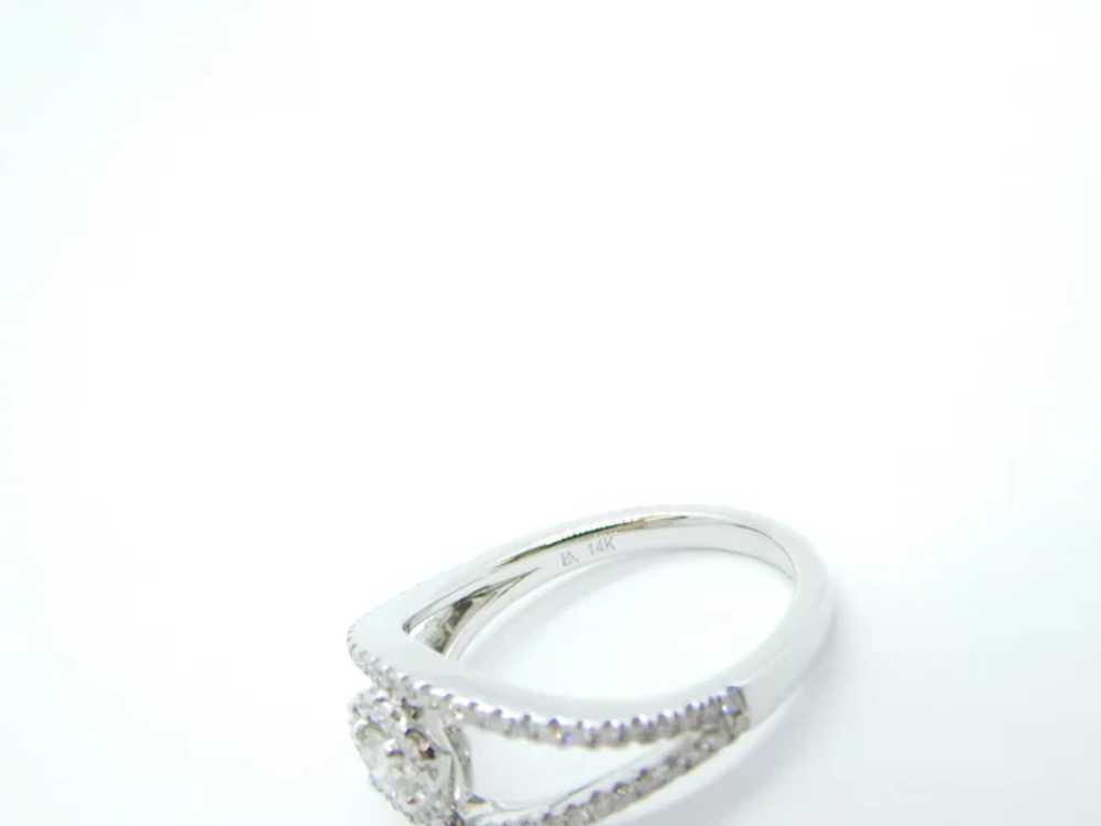 .50 ctw Diamond Halo Split Shank Ring 14k White G… - image 5