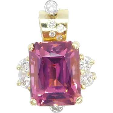 Custom 7.86 ctw Pink Tourmaline and Diamond Penda… - image 1