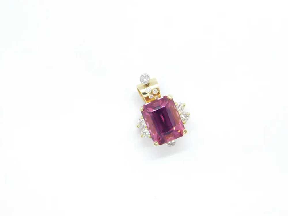 Custom 7.86 ctw Pink Tourmaline and Diamond Penda… - image 2