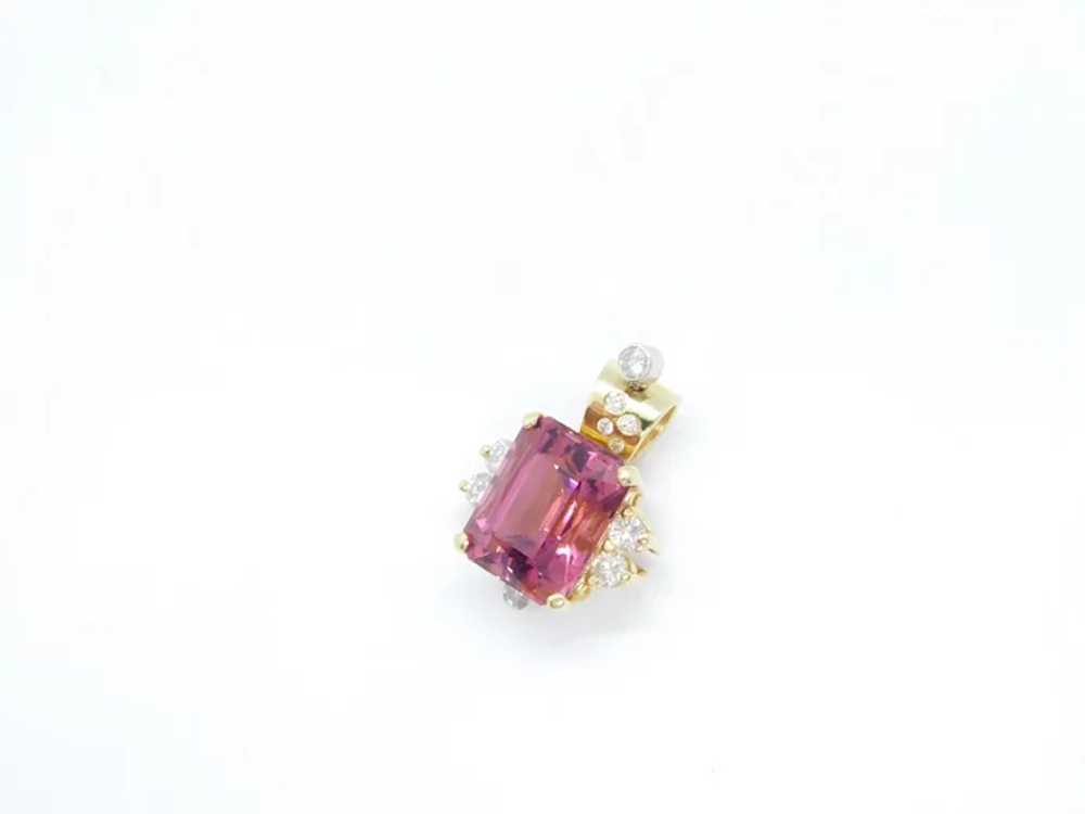 Custom 7.86 ctw Pink Tourmaline and Diamond Penda… - image 3