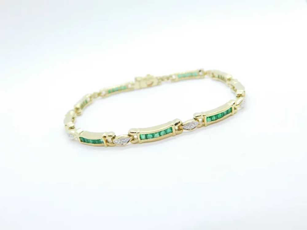 1.41 ctw Emerald and Diamond Bracelet 14k Yellow … - image 2