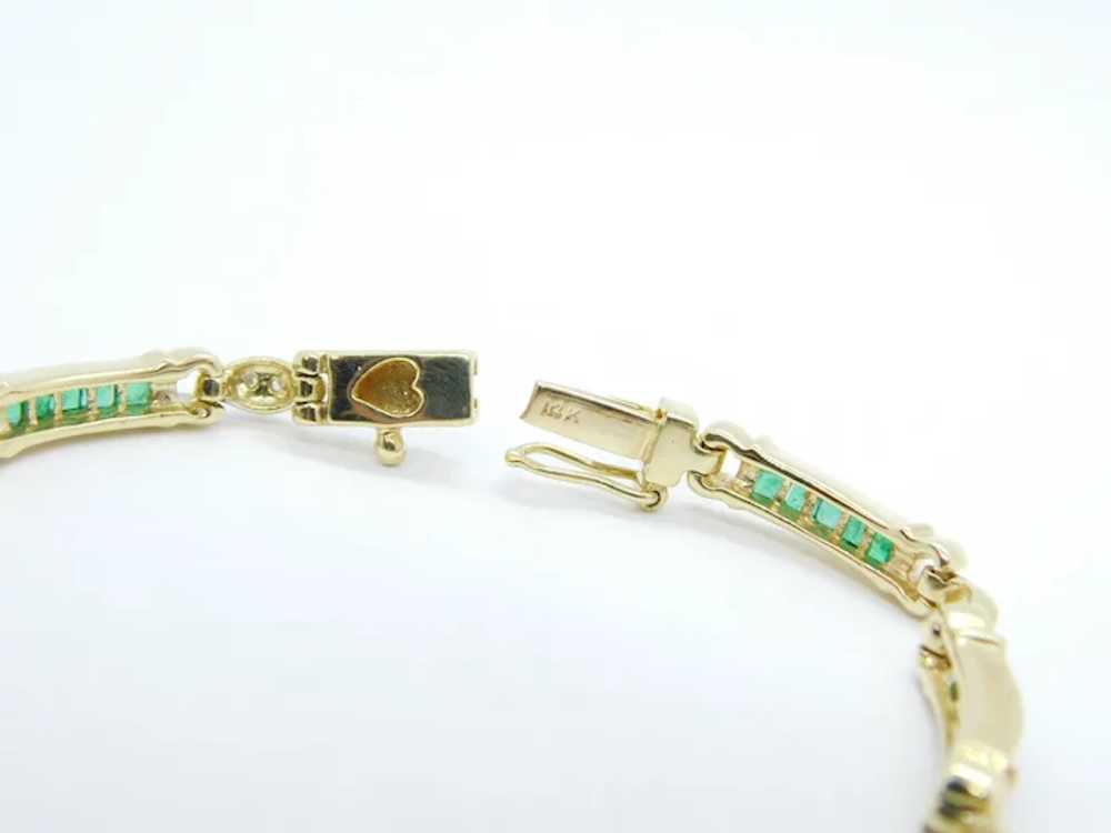 1.41 ctw Emerald and Diamond Bracelet 14k Yellow … - image 4