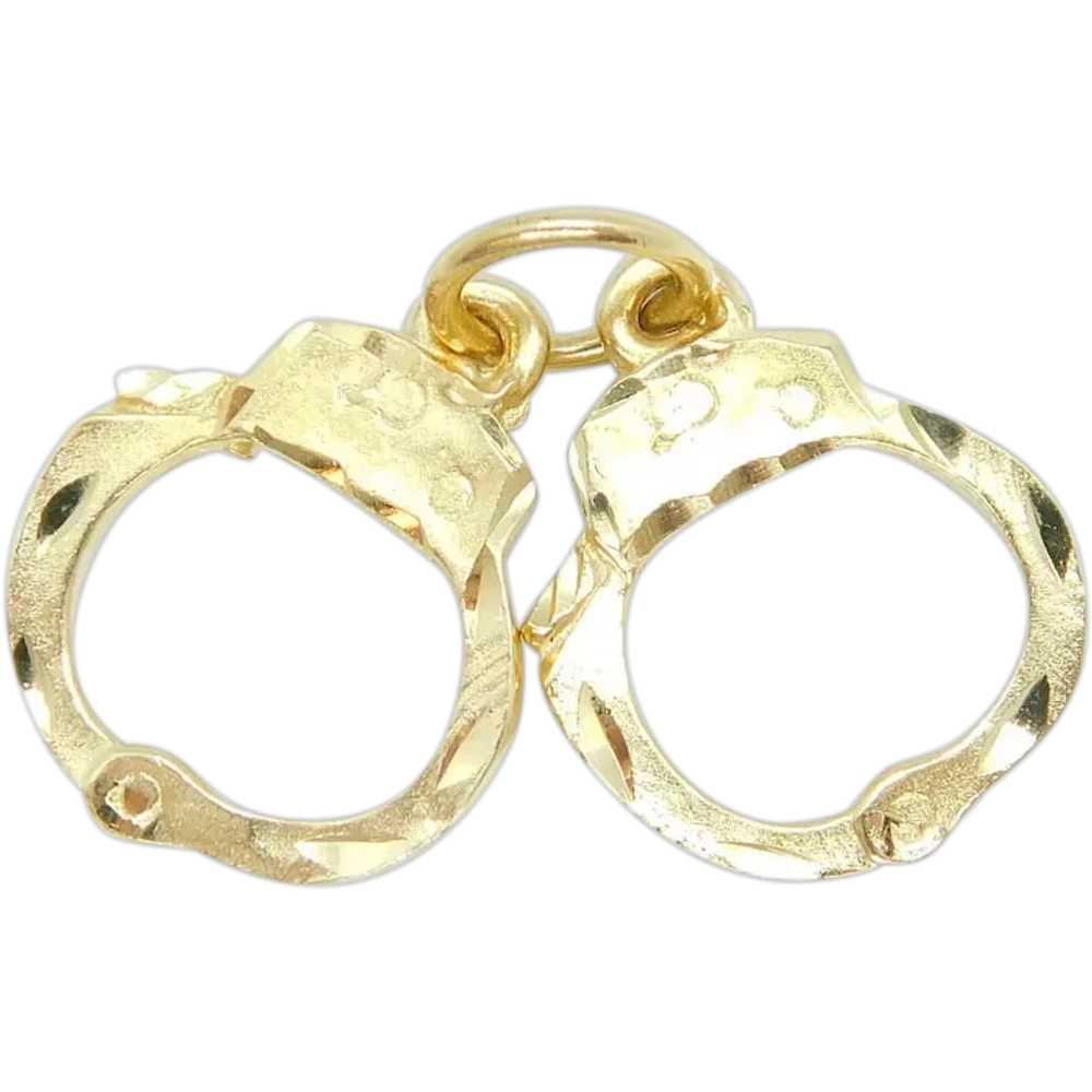 Pair of Handcuffs Charm 14k Yellow Gold - Gem