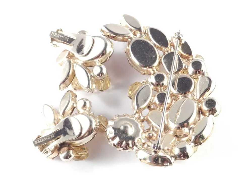 Kramer Rhinestone Glass Bead Brooch Pin Earrings … - image 6