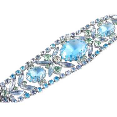 Wide Rhinestone Art Glass Bracelet