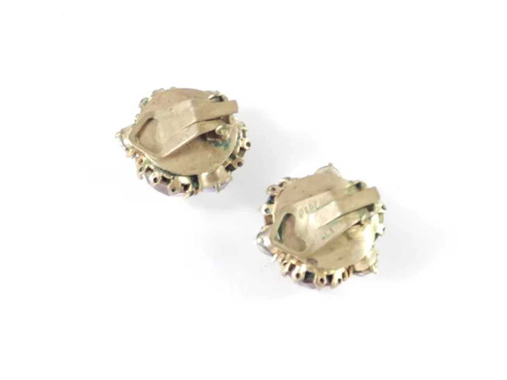 Domed Dentelle Rhinestone Earrings Made in Italy - image 4
