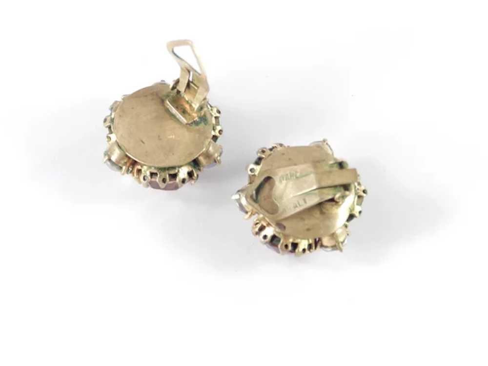 Domed Dentelle Rhinestone Earrings Made in Italy - image 5