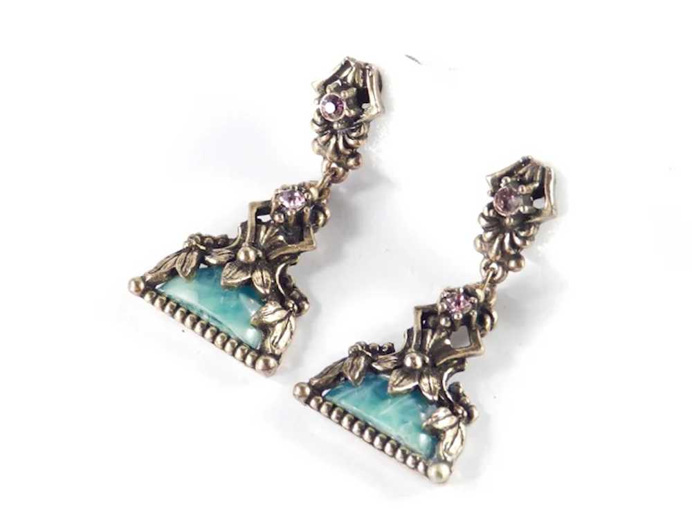 Selro Rhinestone Faux Marble Dangle Earrings - image 3
