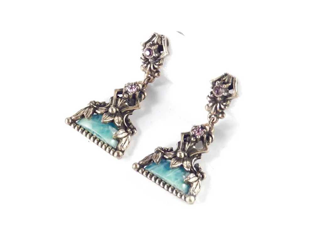 Selro Rhinestone Faux Marble Dangle Earrings - image 4