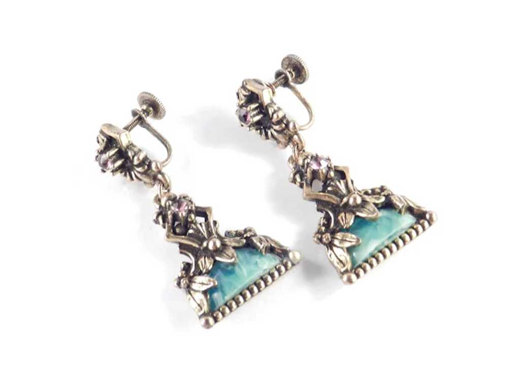 Selro Rhinestone Faux Marble Dangle Earrings - image 6