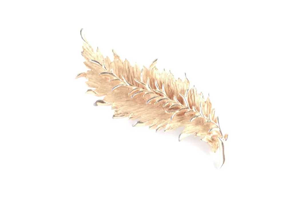 Hattie Carnegie Layered Leaf Brooch Pin - image 2