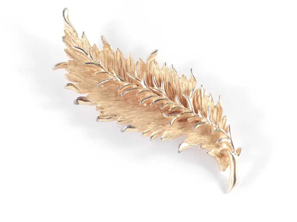 Hattie Carnegie Layered Leaf Brooch Pin - image 4