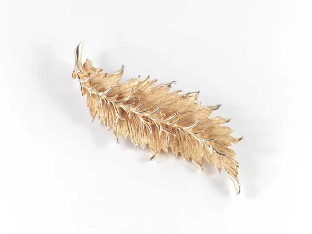 Hattie Carnegie Layered Leaf Brooch Pin - image 5