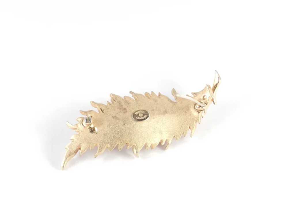 Hattie Carnegie Layered Leaf Brooch Pin - image 6